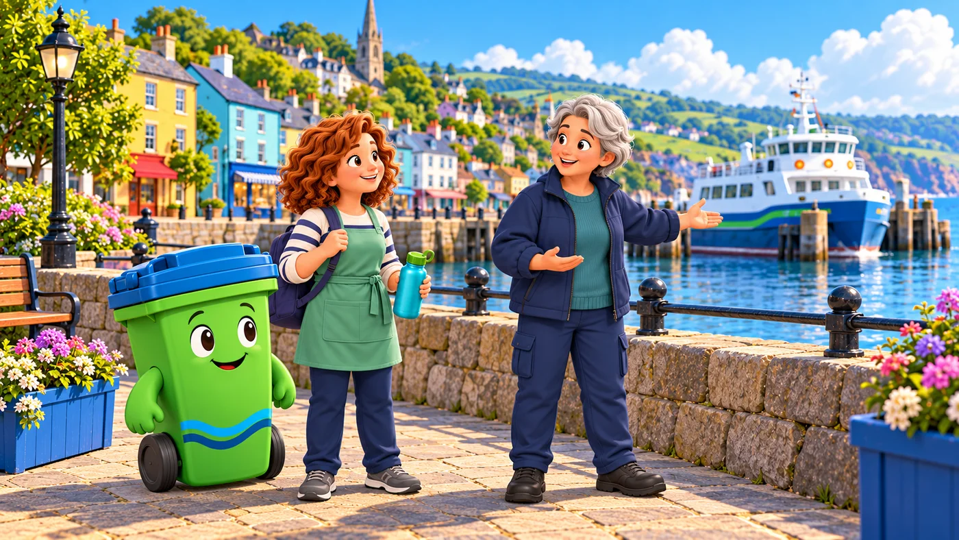 At the harbour, Morag explains the crossing to Ailsa and Buddy.