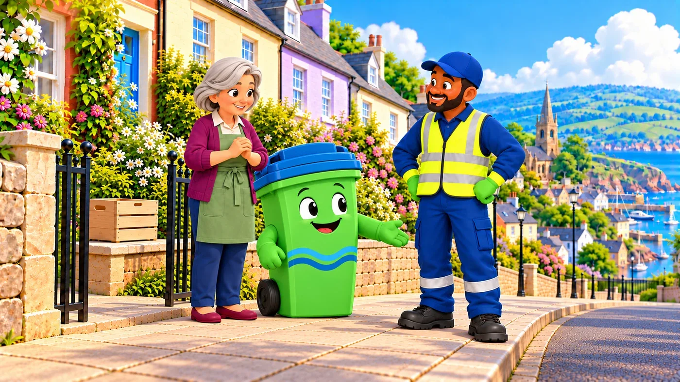 Buddy points to the clear pavement while May and Malik listen.
