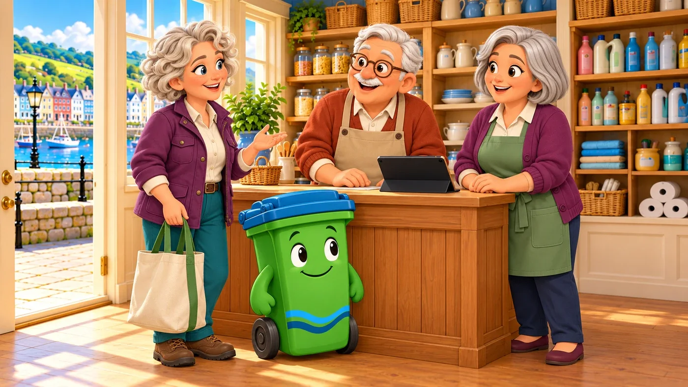 Cecily, Buddy, Tommy and May at the counter.
