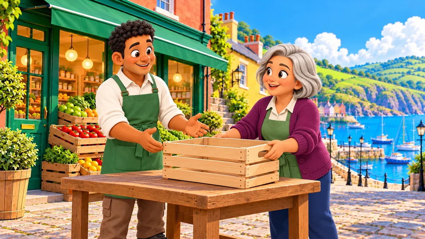 May brings an empty crate back to Thomas.